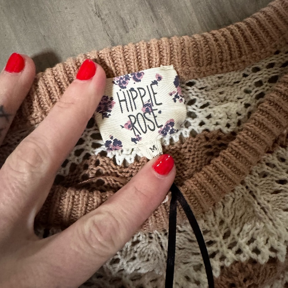 Hippie Rose Brown and Cream Knit Top - Picture 3 of 10